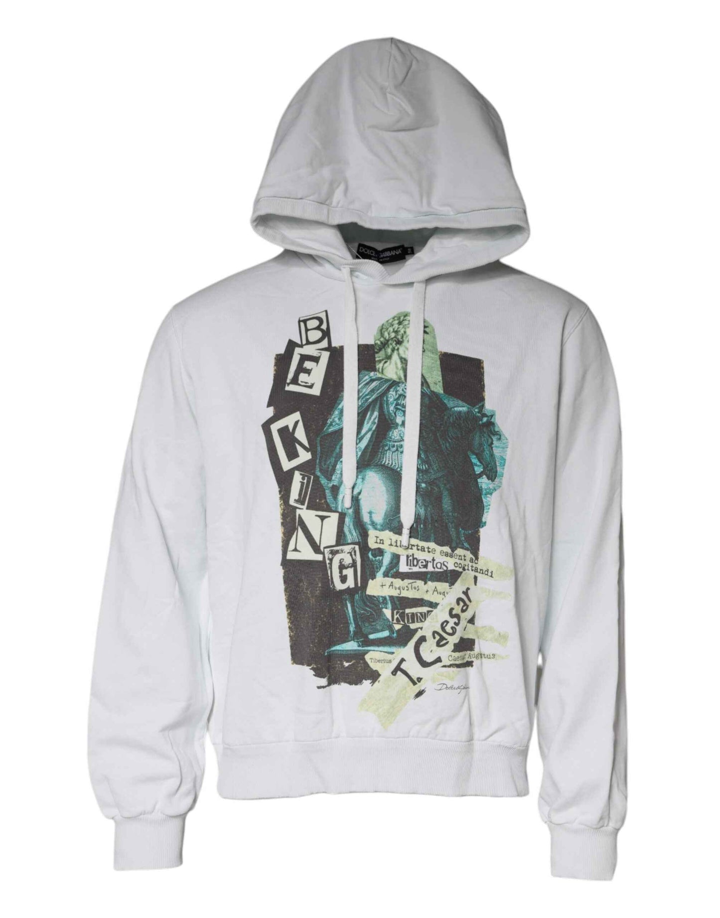 White Caesar Cotton Hooded Pullover Sweater