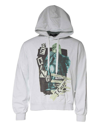 White Caesar Cotton Hooded Pullover Sweater
