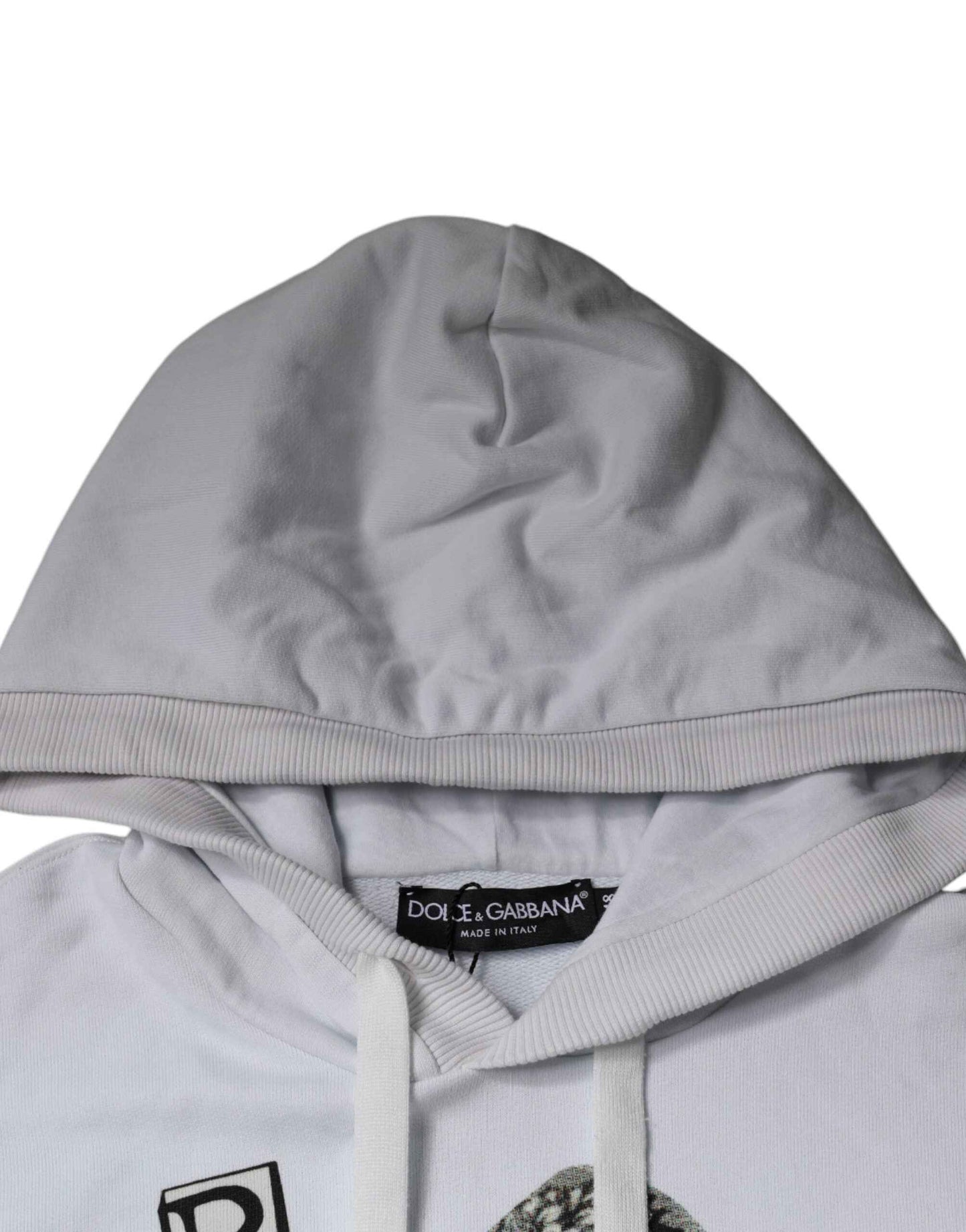 White Caesar Cotton Hooded Pullover Sweater