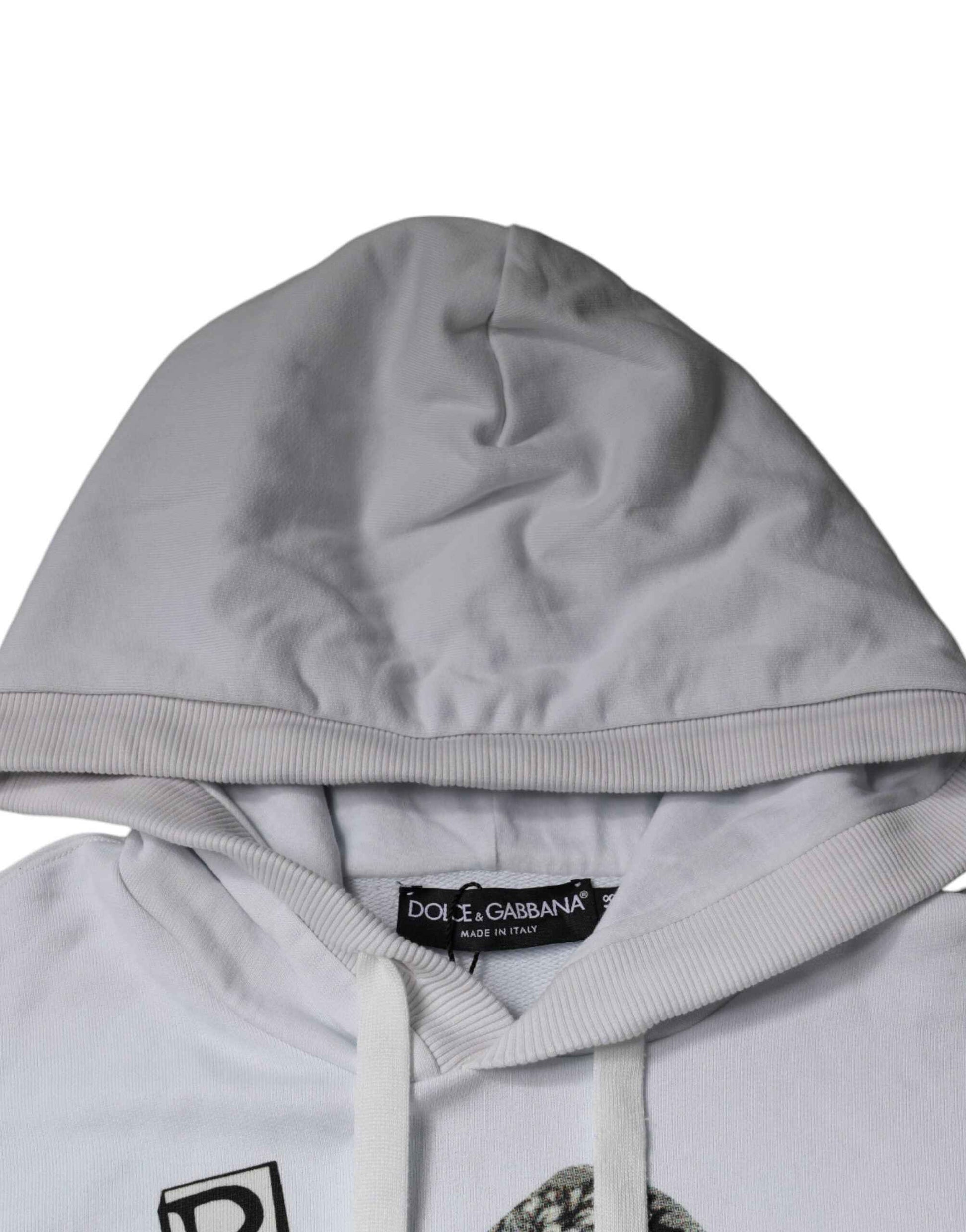 White Caesar Cotton Hooded Pullover Sweater