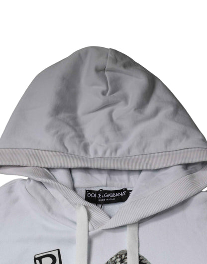White Caesar Cotton Hooded Pullover Sweater