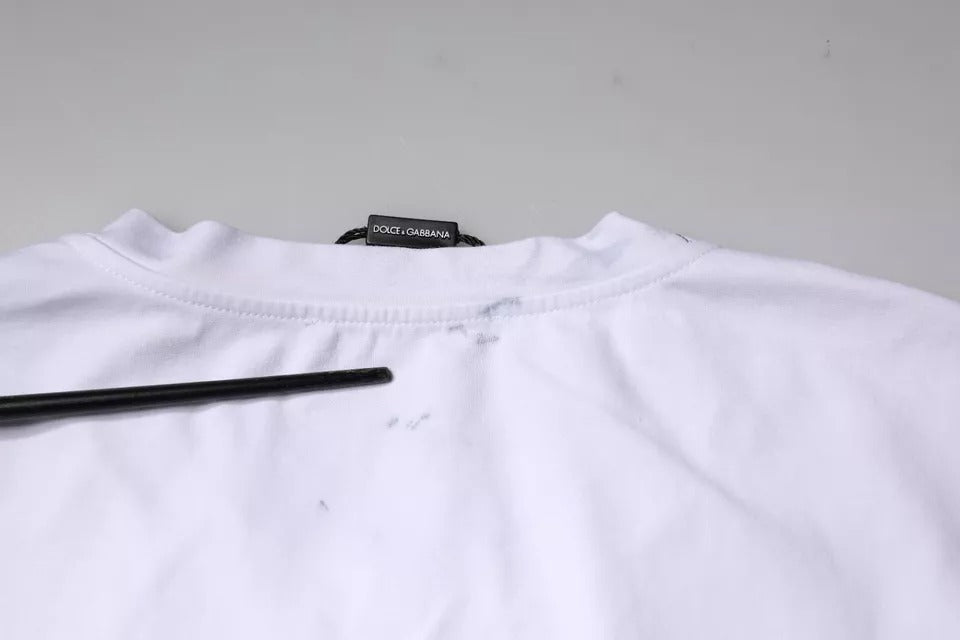 White Graphic Print Cotton Crew Neck T-shirt