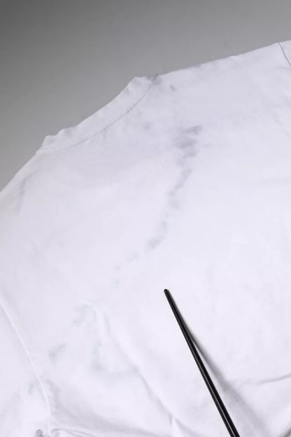 White Logo Print Cotton Crew Neck T-shirt