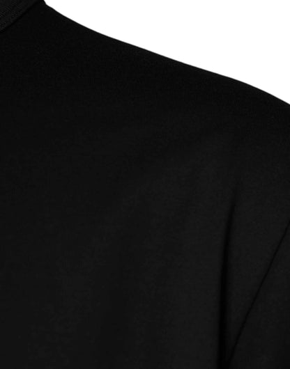Black Cotton Shorts Sleeves Crewneck T-shirt
