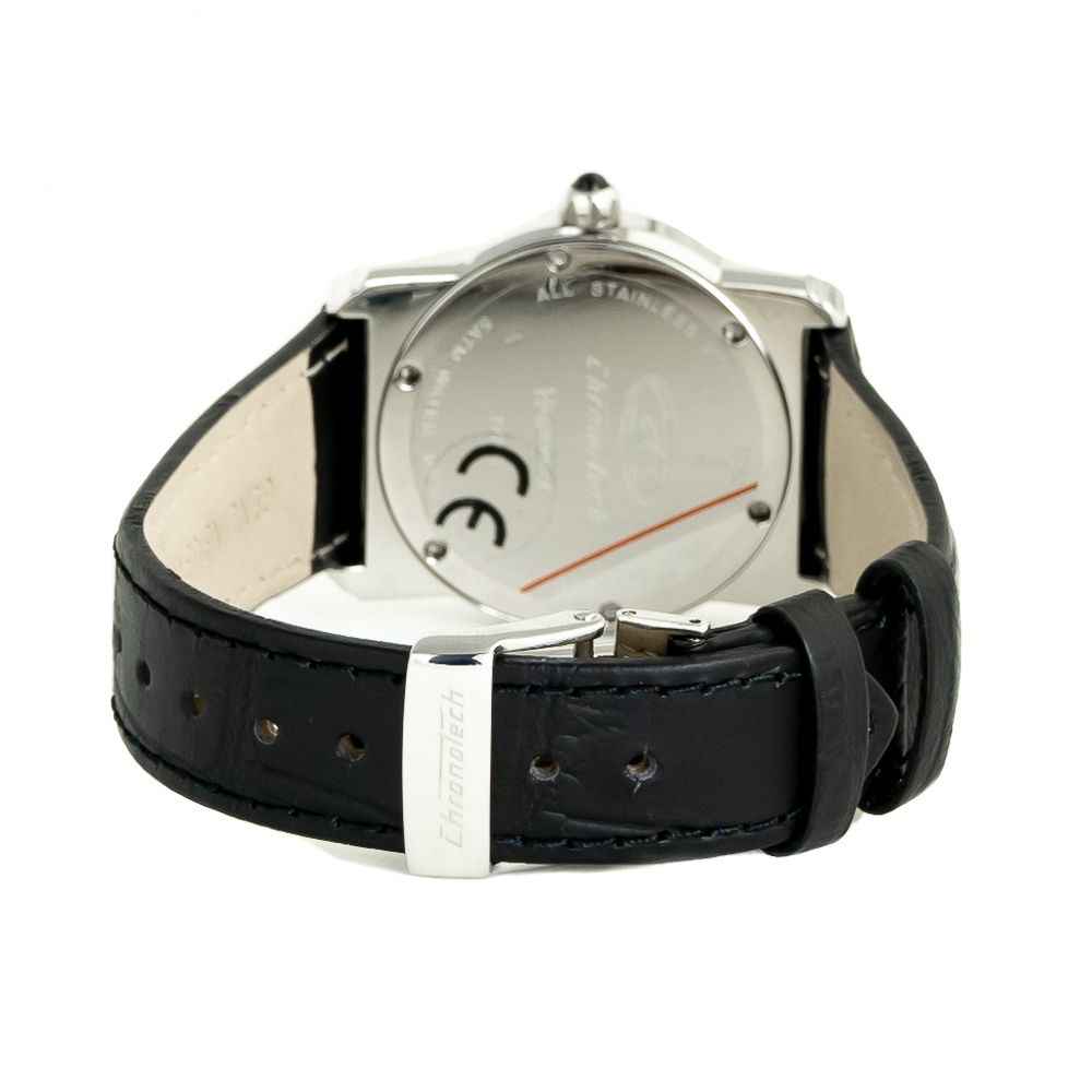 Black Leather Dress Watch