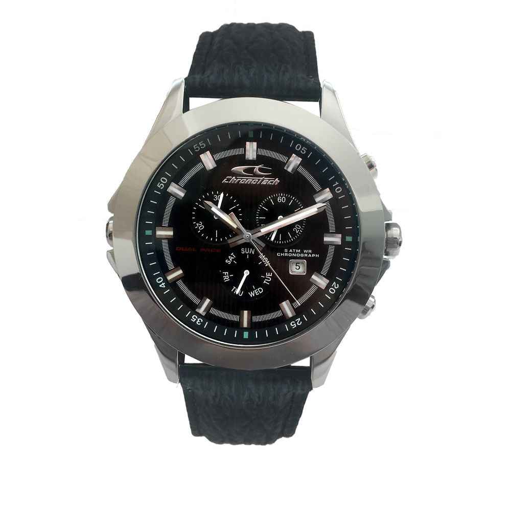 Black Leather Dress Watch