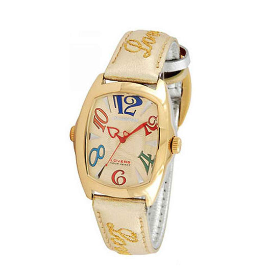 Gold Leather Dress Watch