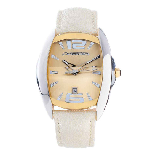 Beige Leather Dress Watch
