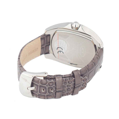 Gray Leather Dress Watch