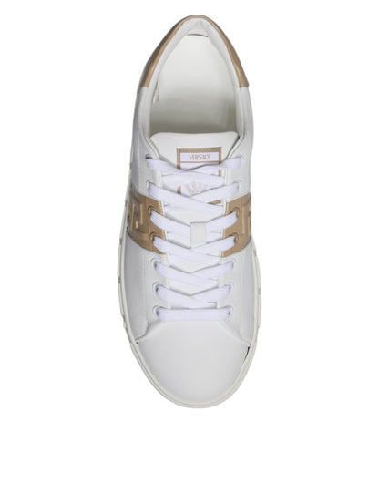 White Brown Greca Print TPU Low Top Men Sneakers Shoes