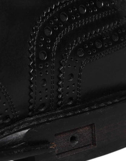 Black Leather Derby Wingtip Formal Shoes