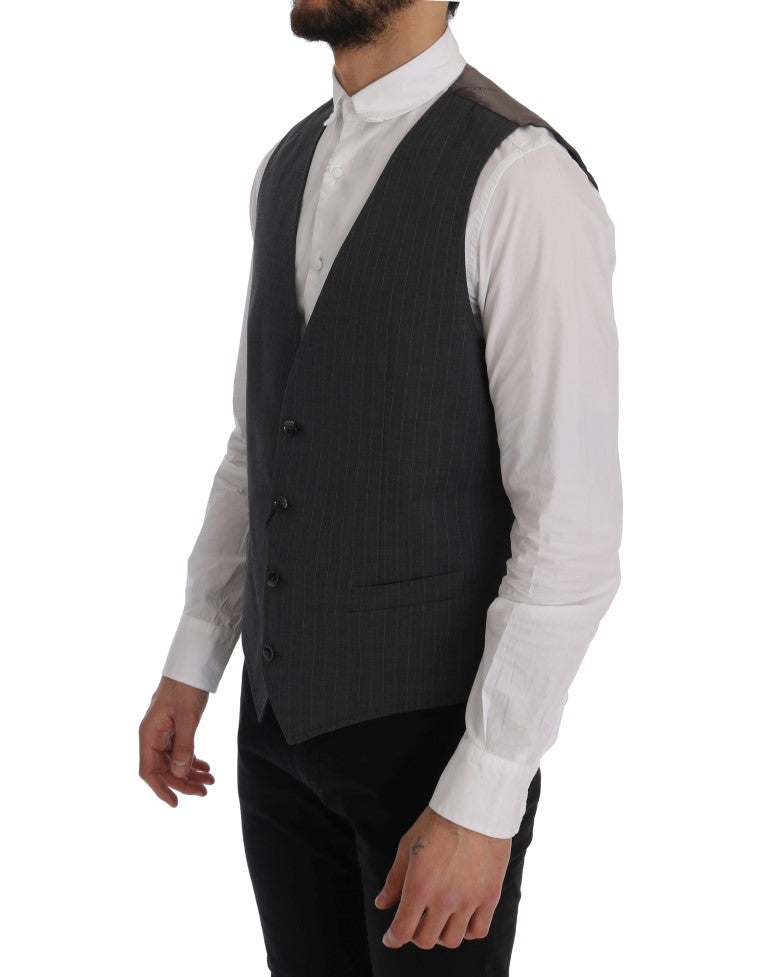 Gray STAFF Cotton Striped Vest Dolce & Gabbana