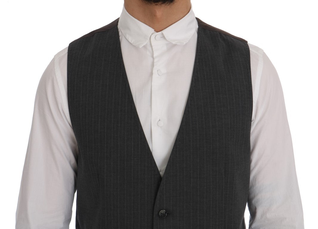 Gray STAFF Cotton Striped Vest Dolce & Gabbana