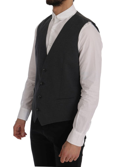 Gray STAFF Cotton Striped Vest Dolce & Gabbana