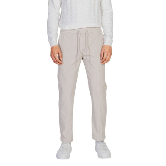 Beige Polyester Casual Pants