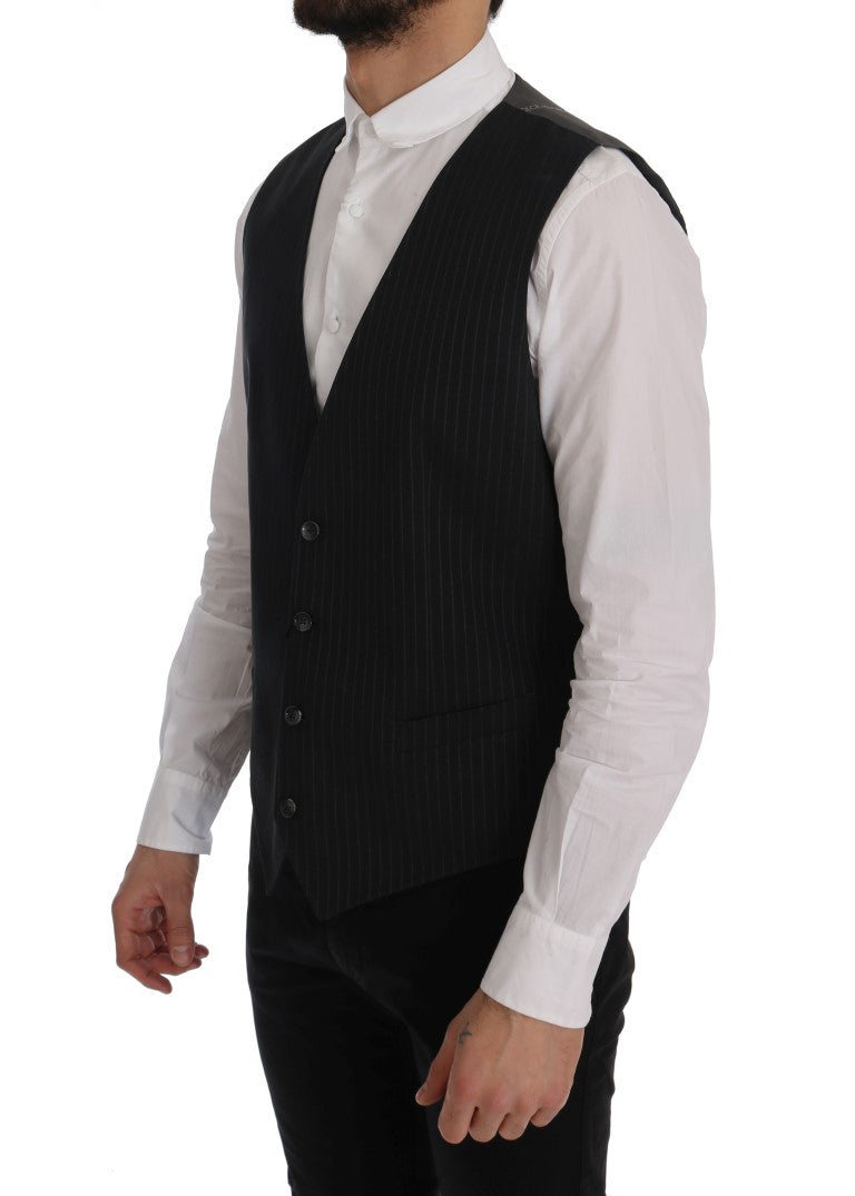 Gray STAFF Cotton Striped Vest Dolce & Gabbana