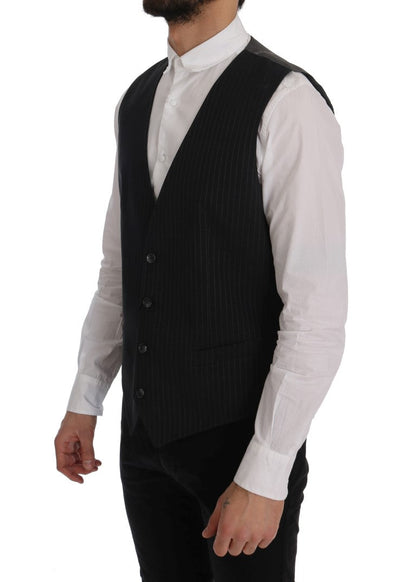 Gray STAFF Cotton Striped Vest Dolce & Gabbana