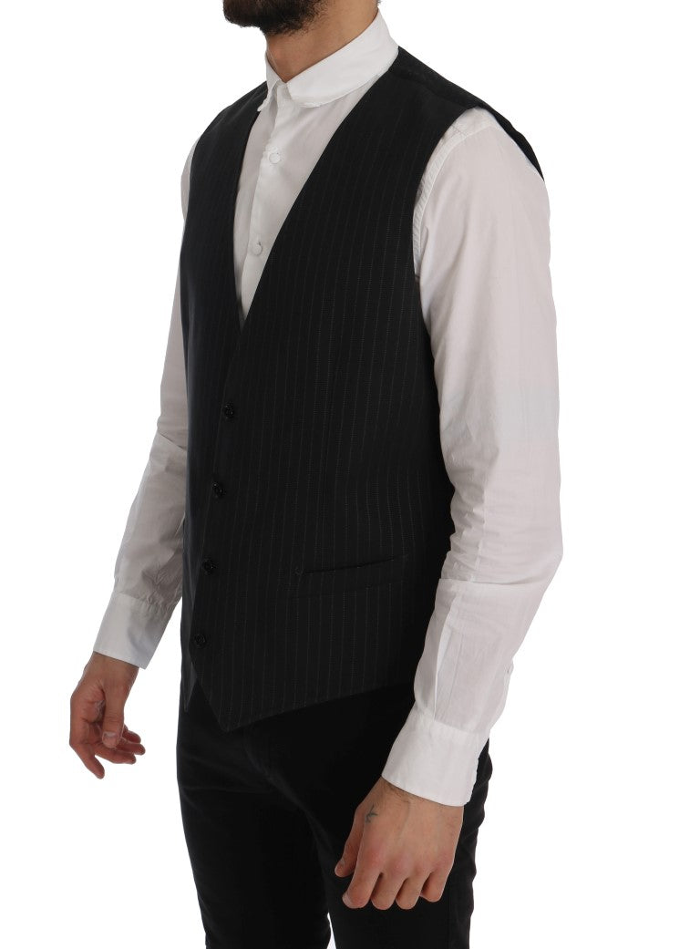 Gray STAFF Cotton Striped Vest Dolce & Gabbana