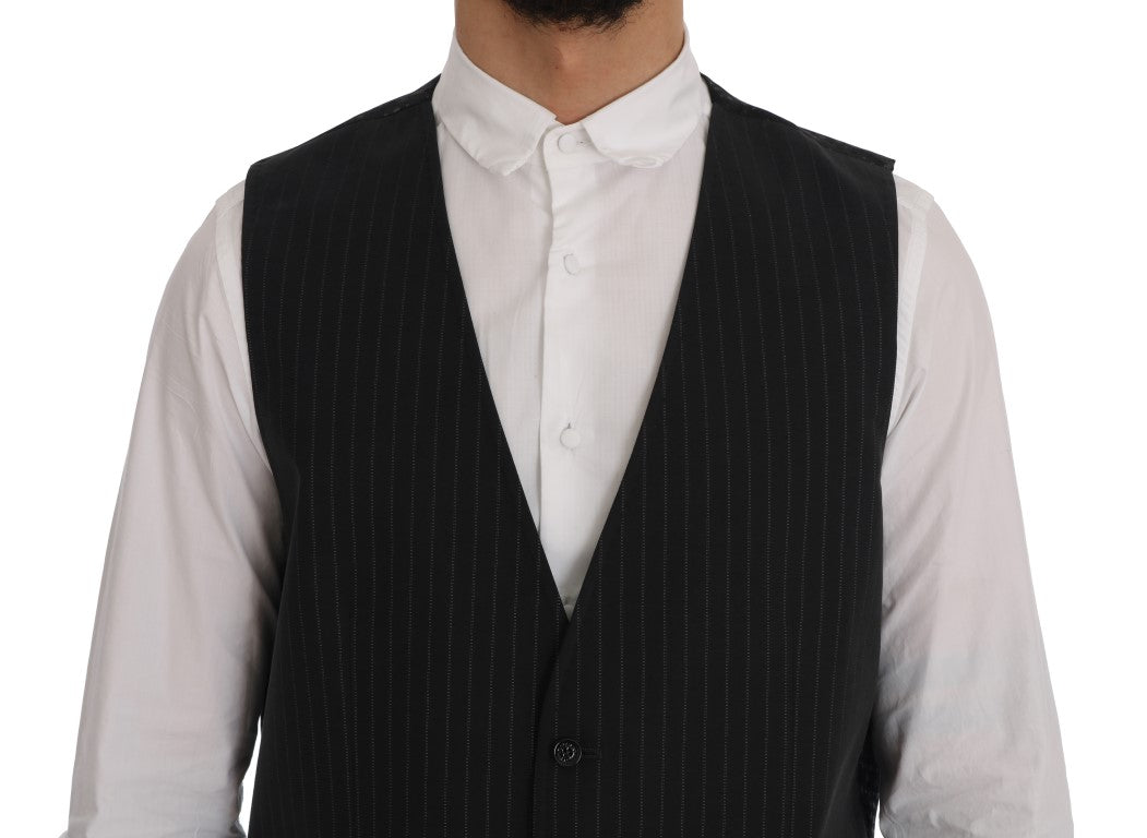 Gray STAFF Cotton Striped Vest Dolce & Gabbana