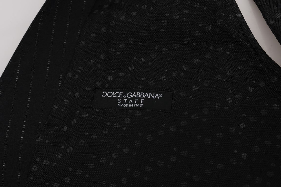 Gray STAFF Cotton Striped Vest Dolce & Gabbana