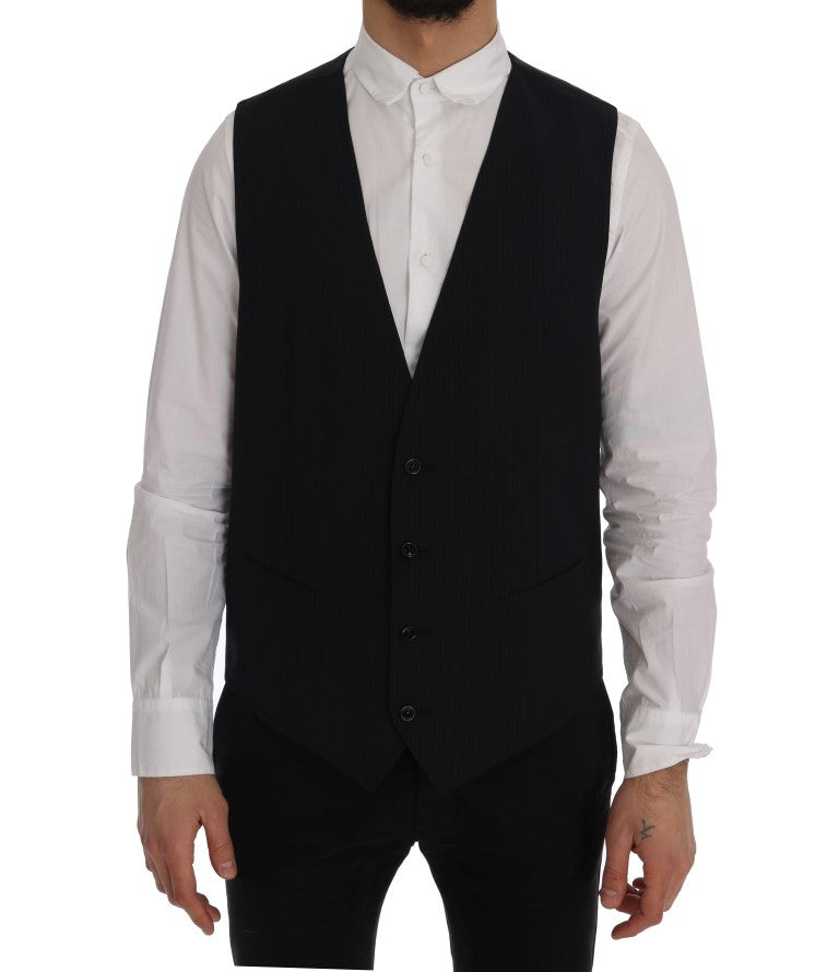 Black STAFF Wool Striped Vest Dolce & Gabbana