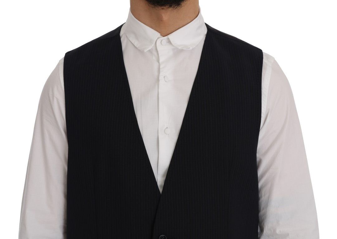 Black STAFF Wool Striped Vest Dolce & Gabbana