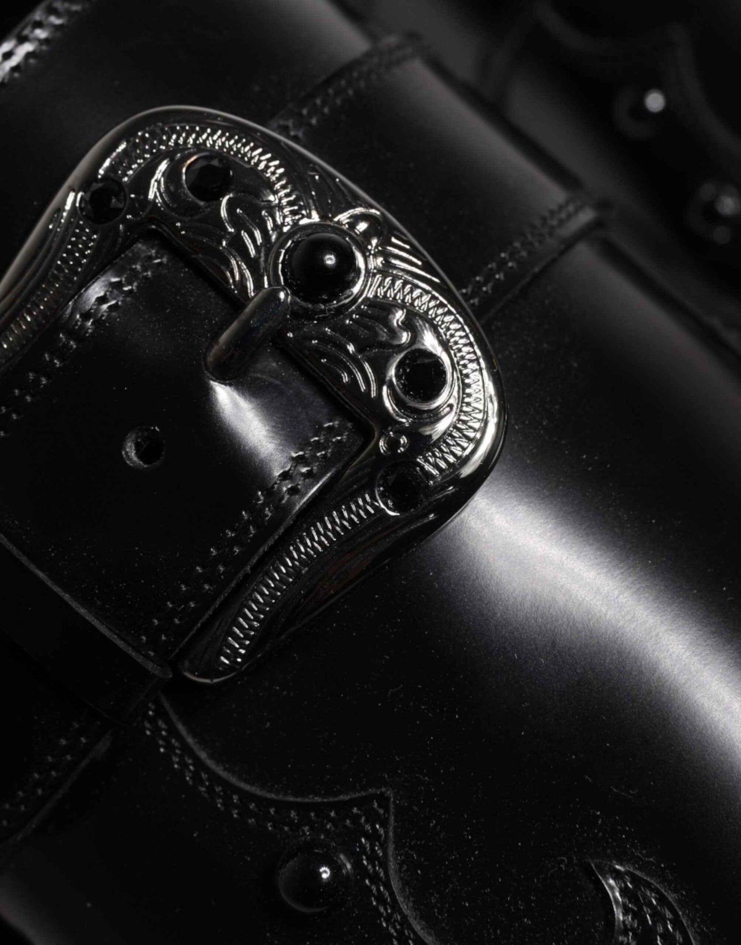 Black Embellished Derby Monk Strap Shoes