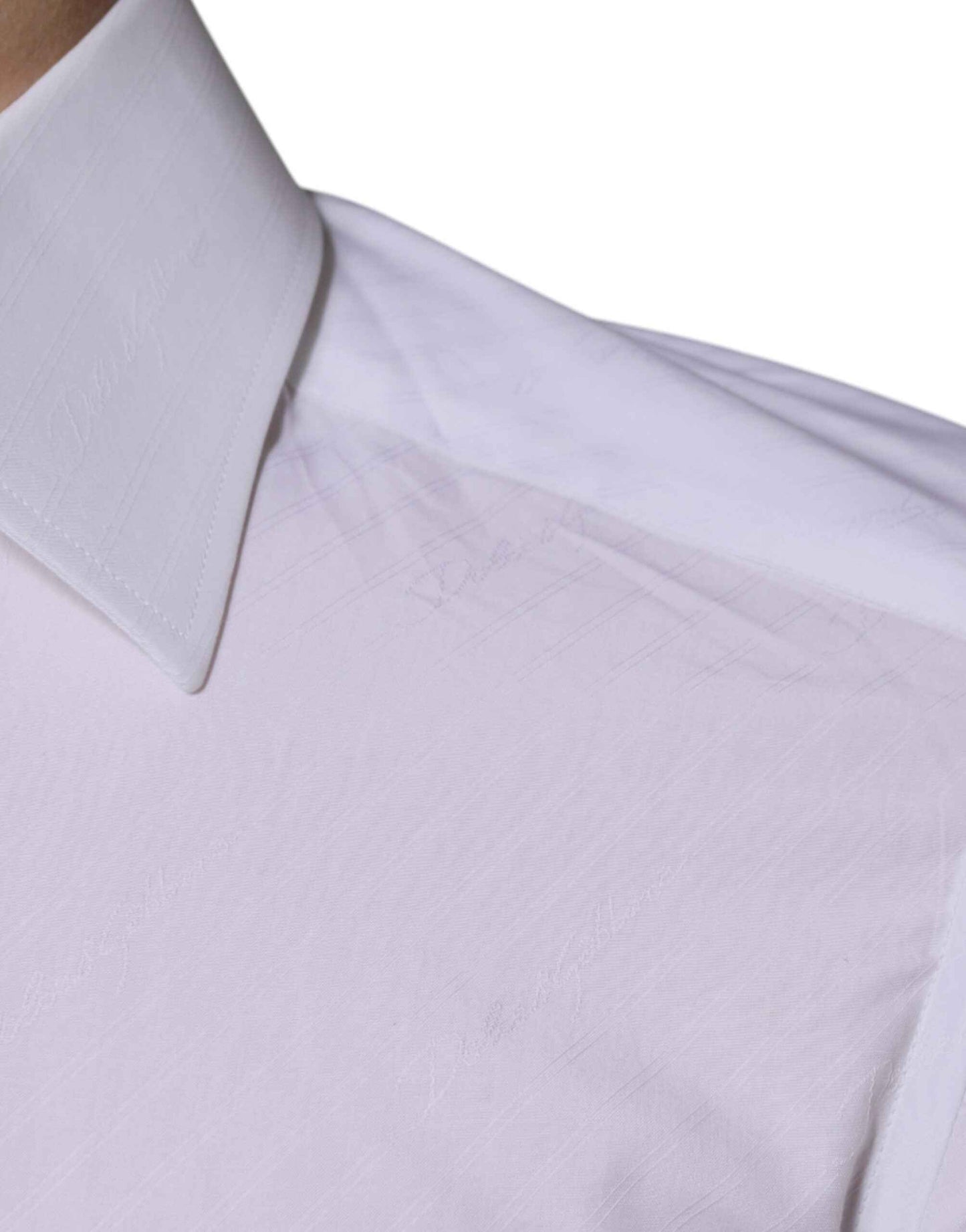 White Cotton Long Sleeve GOLD Dress Shirt