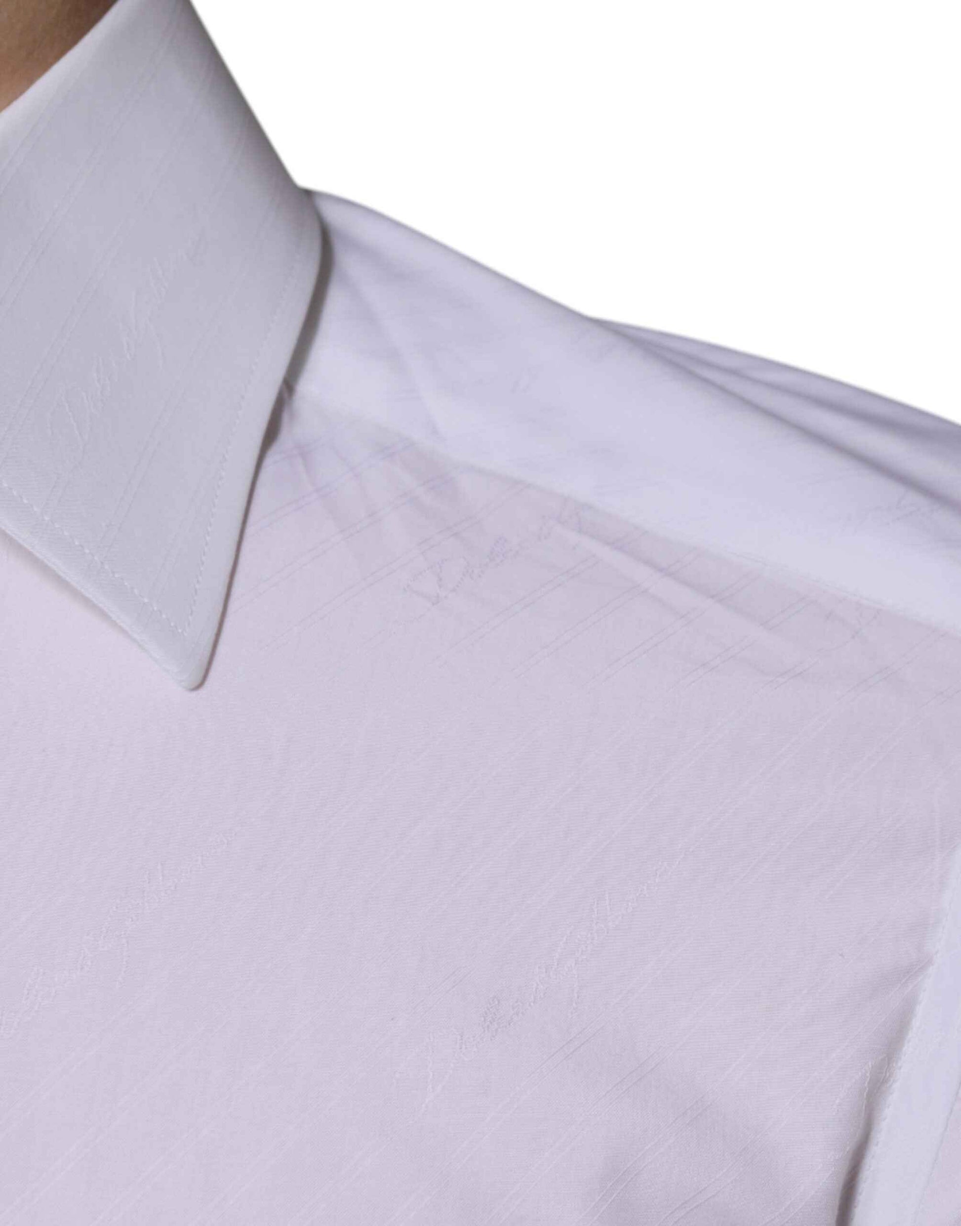 White Cotton Long Sleeve GOLD Dress Shirt