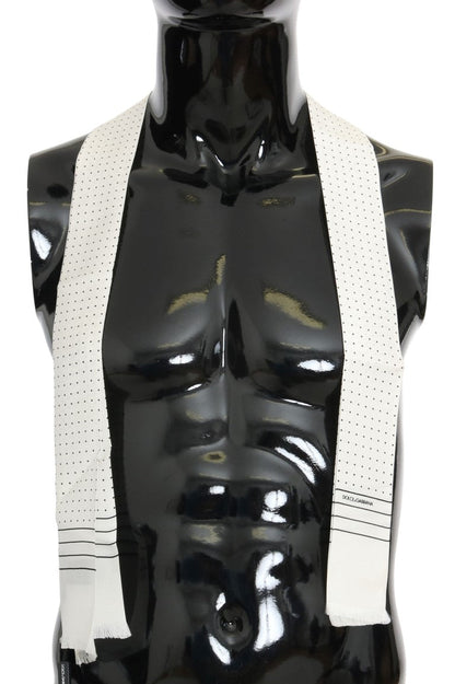 White Polka Dotted Silk Skinny Scarf Dolce & Gabbana