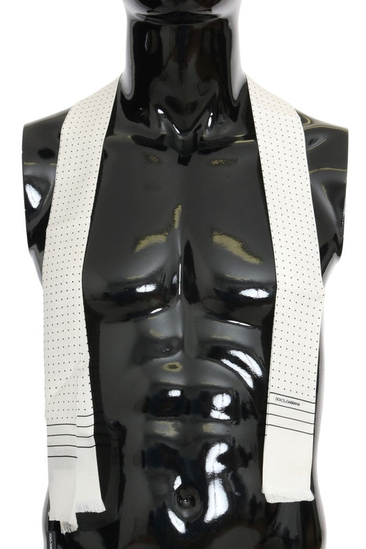 White Polka Dotted Silk Skinny Scarf Dolce & Gabbana