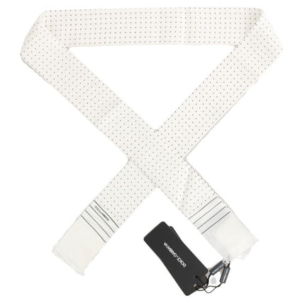 White Polka Dotted Silk Skinny Scarf Dolce & Gabbana