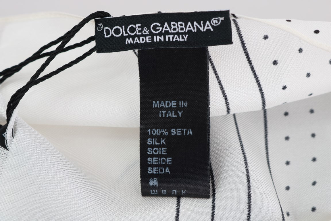 White Polka Dotted Silk Skinny Scarf Dolce & Gabbana