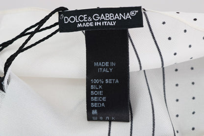 White Polka Dotted Silk Skinny Scarf Dolce & Gabbana