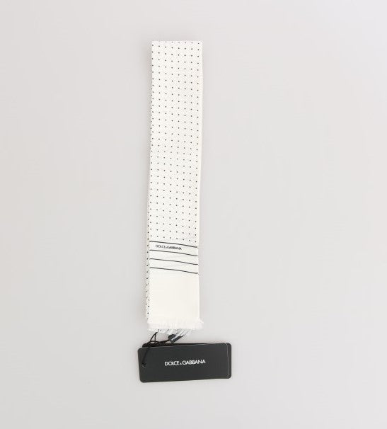 White Polka Dotted Silk Skinny Scarf Dolce & Gabbana