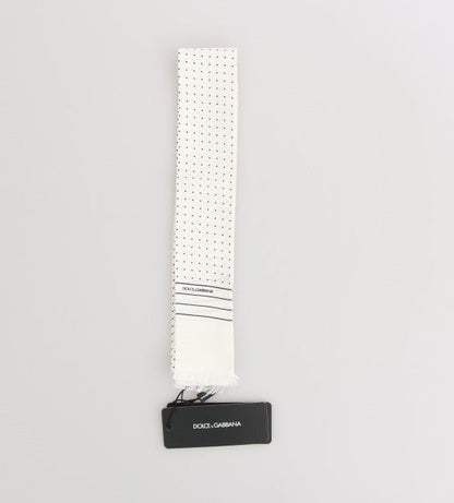 White Polka Dotted Silk Skinny Scarf Dolce & Gabbana