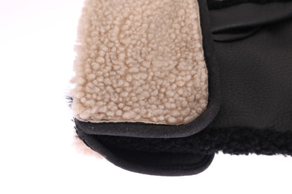 Black Leather Shearling Studded Gloves Dolce & Gabbana