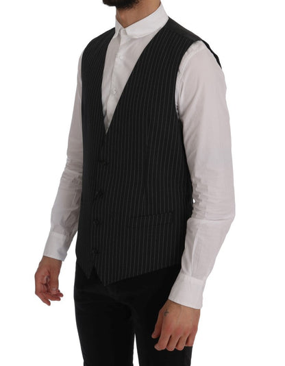 Gray Wool Stretch Vest Dolce & Gabbana