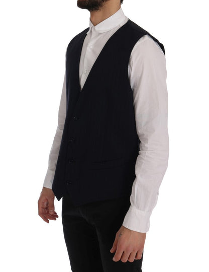 Blue STAFF Wool Stretch Vest Dolce & Gabbana