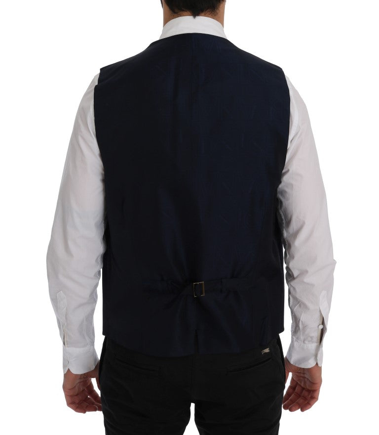 Blue STAFF Wool Stretch Vest Dolce & Gabbana