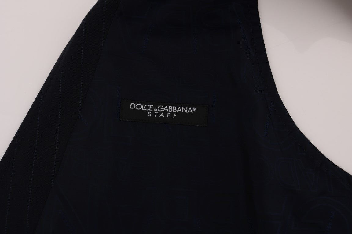 Blue STAFF Wool Stretch Vest Dolce & Gabbana