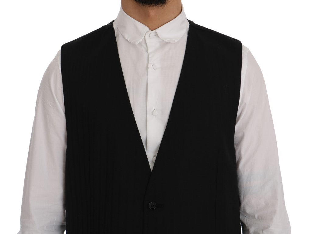 Black STAFF Wool Stretch Vest Dolce & Gabbana