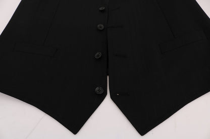 Black STAFF Wool Stretch Vest Dolce & Gabbana