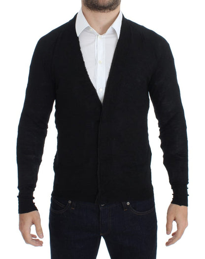 Black Fine Wool Button Cardigan Costume National