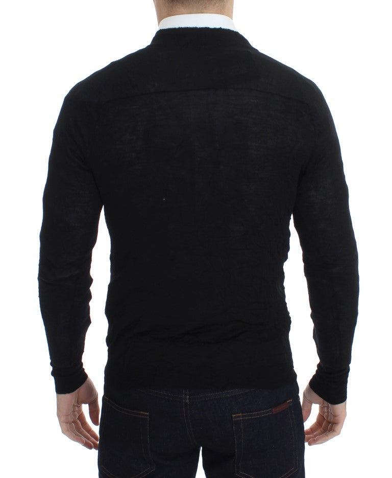 Black Fine Wool Button Cardigan Costume National
