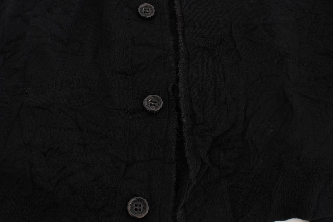 Black Fine Wool Button Cardigan Costume National