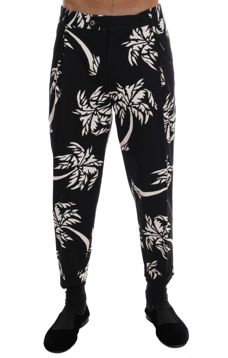 Black Tree Cotton Stretch Pants Dolce & Gabbana