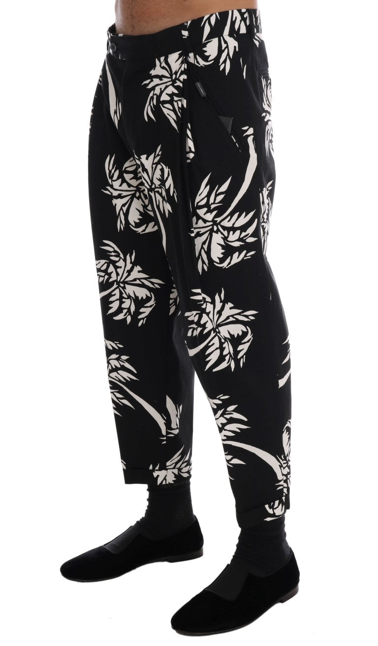 Black Tree Cotton Stretch Pants Dolce & Gabbana