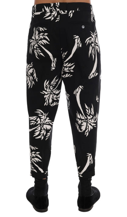 Black Tree Cotton Stretch Pants Dolce & Gabbana