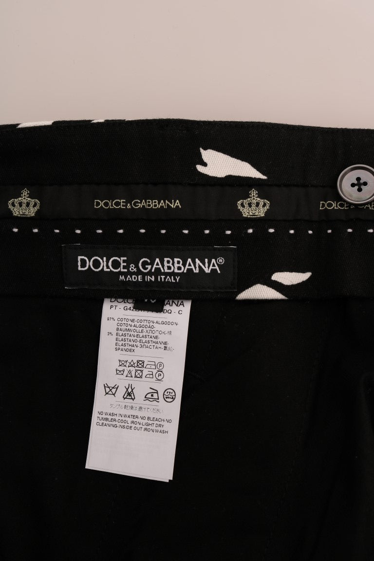 Black Tree Cotton Stretch Pants Dolce & Gabbana